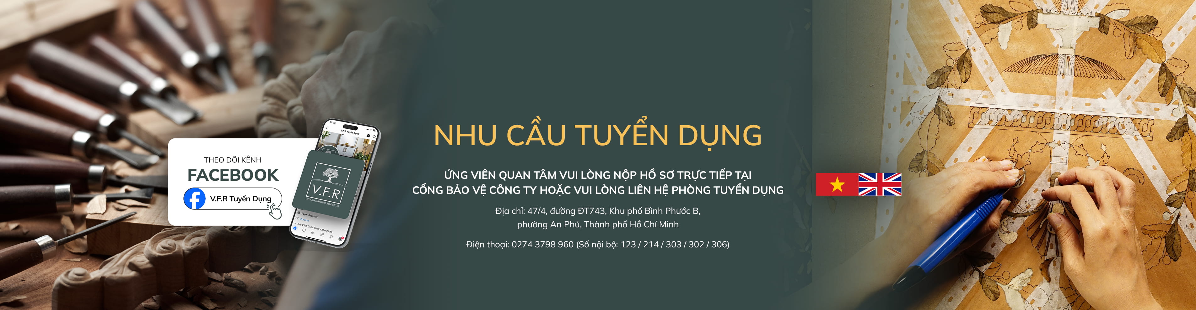 Nhu cầu tuyển dụng — Ứng viên quan tâm vui lòng nộp hồ sơ trực tiếp tại cổng bảo vệ công ty V.F.R