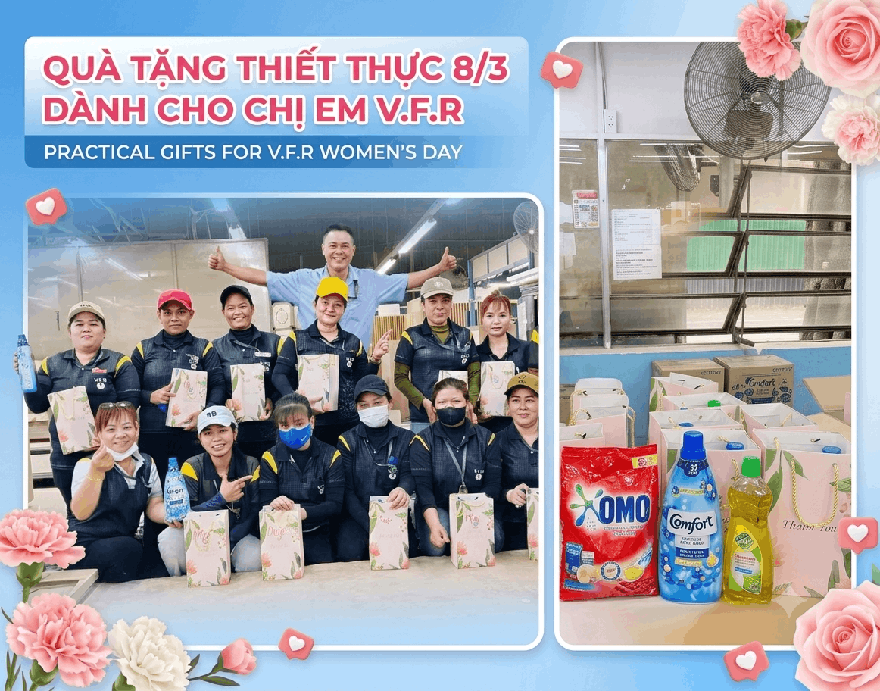 CÔNG ĐOÀN CƠ SỞ V.F.R GỬI NHỮNG PHẦN QUÀ THIẾT THỰC GỬI ĐẾN CHỊ EM NHÂN NGÀY 8/3
